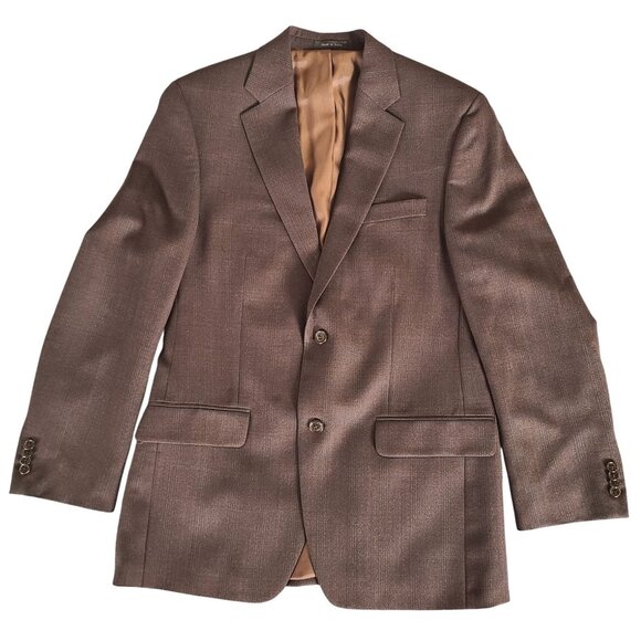 Michael Kors Men's Brown With Blue Stripe Wool Blazer Jacket Size 38R - Picture 1 of 13